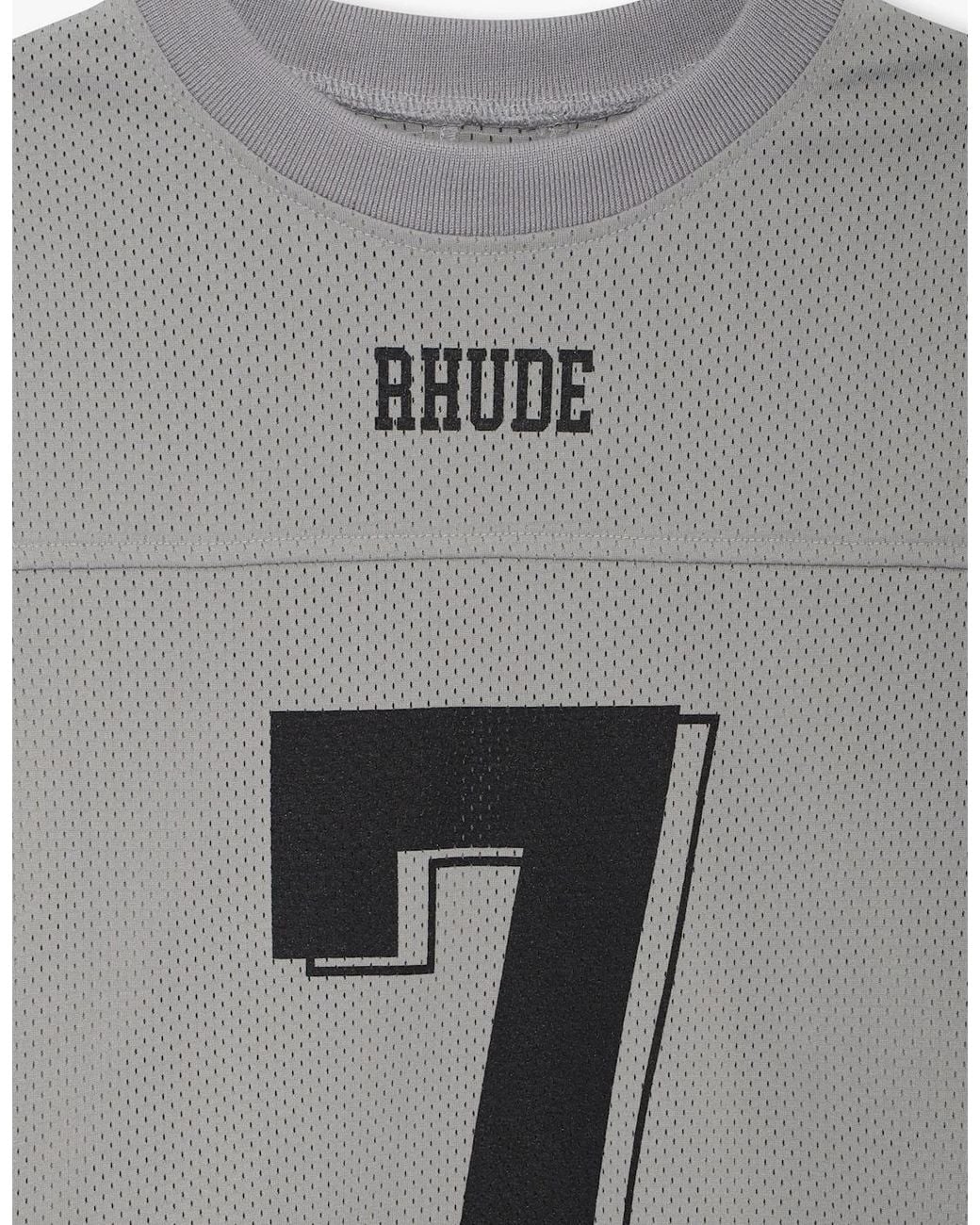 Rhude Gray Lightning Football Jersey Tee for men