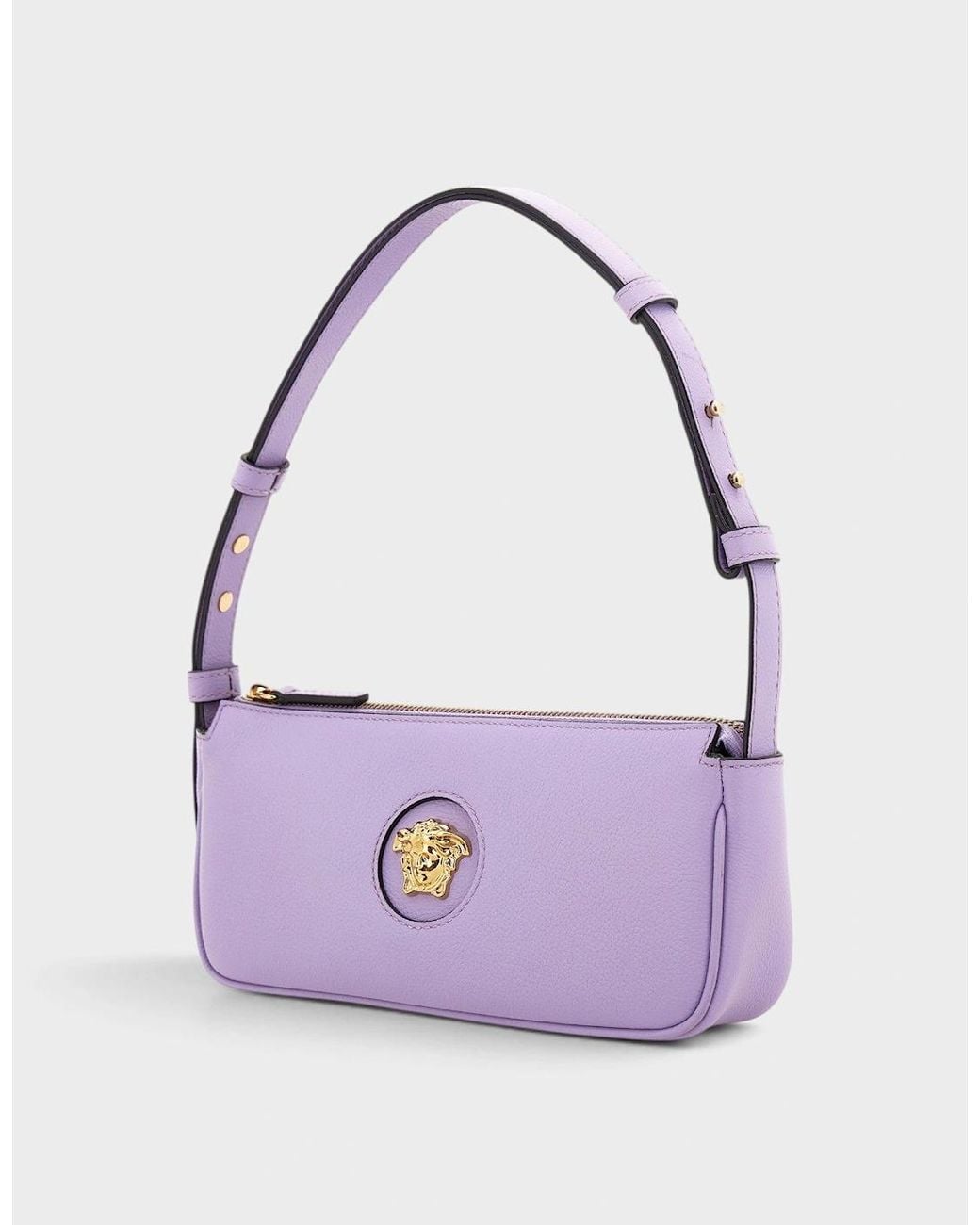 Versace Purple La Medusa Leather Handbag Lilac