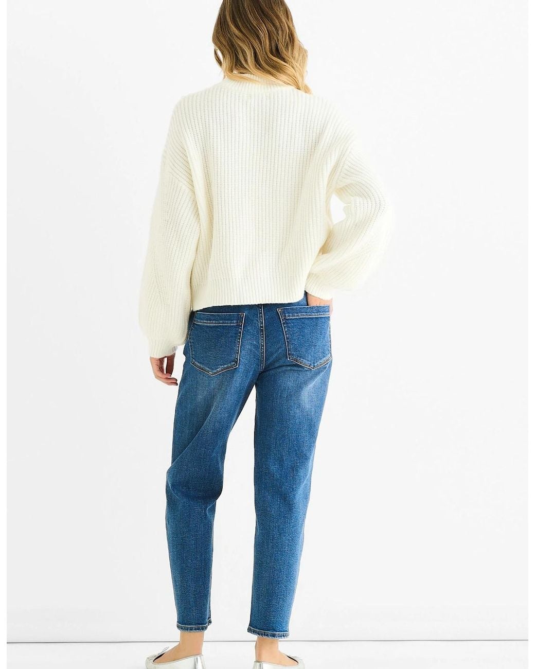 Gini London Blue Chunky Knit Oversized Jumper