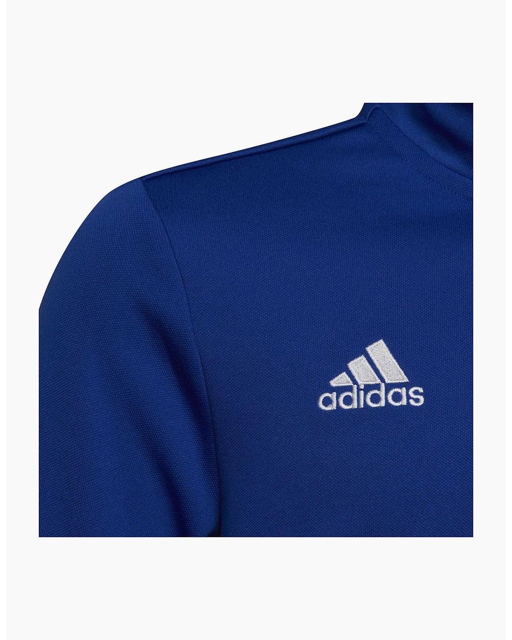 Adidas Blue Bold Logo Zip Neck High Collar Long Sleeve Athletic Top