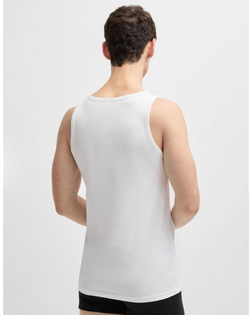 Boss White Boss Tanktop Classic 3 Pack Cotton Underwear Vests With Embroidered Logos for men