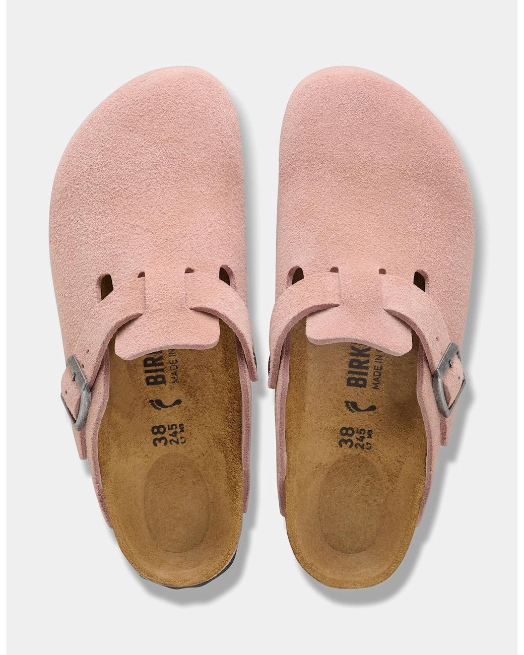Birkenstock Boston Pink Suede Leather Clogs