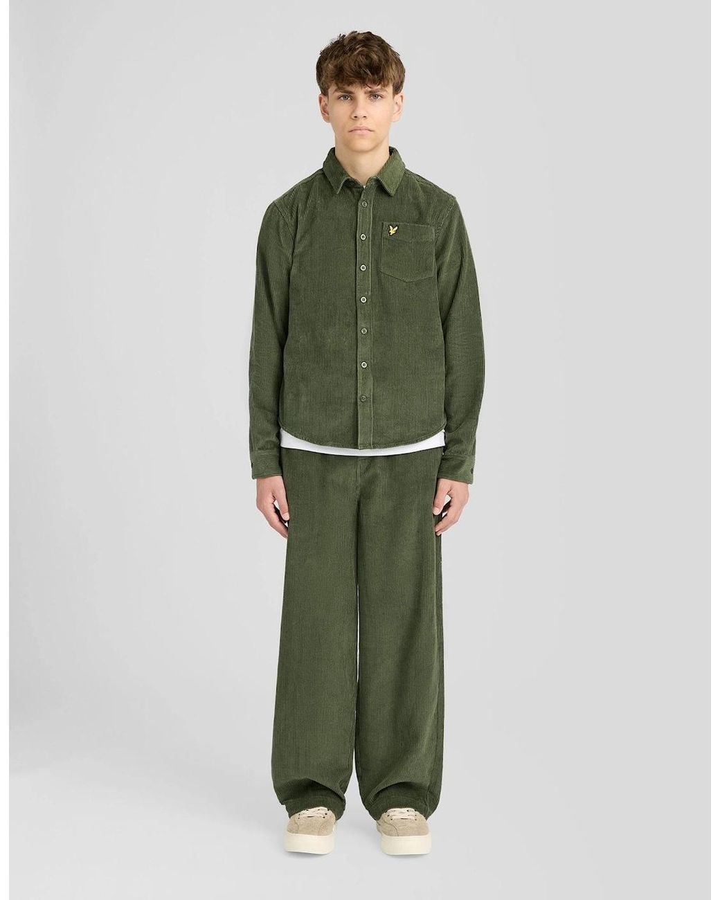 Lyle & Scott Green Long Sleeve Corduroy Shirt for men