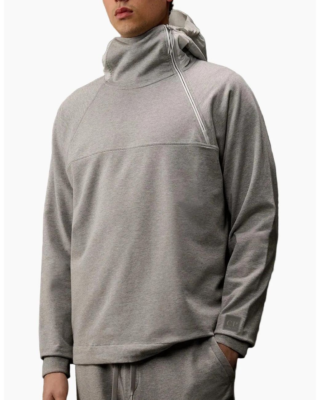 C P Company Gray Metropolis Stretch Fleece Hoodie for men