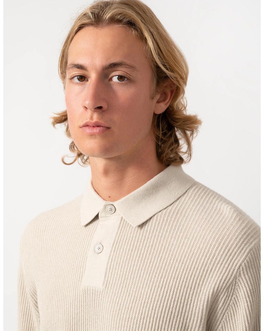 Boss Natural Boss Afedro Long Sleeve Knit Polo Shirt for men