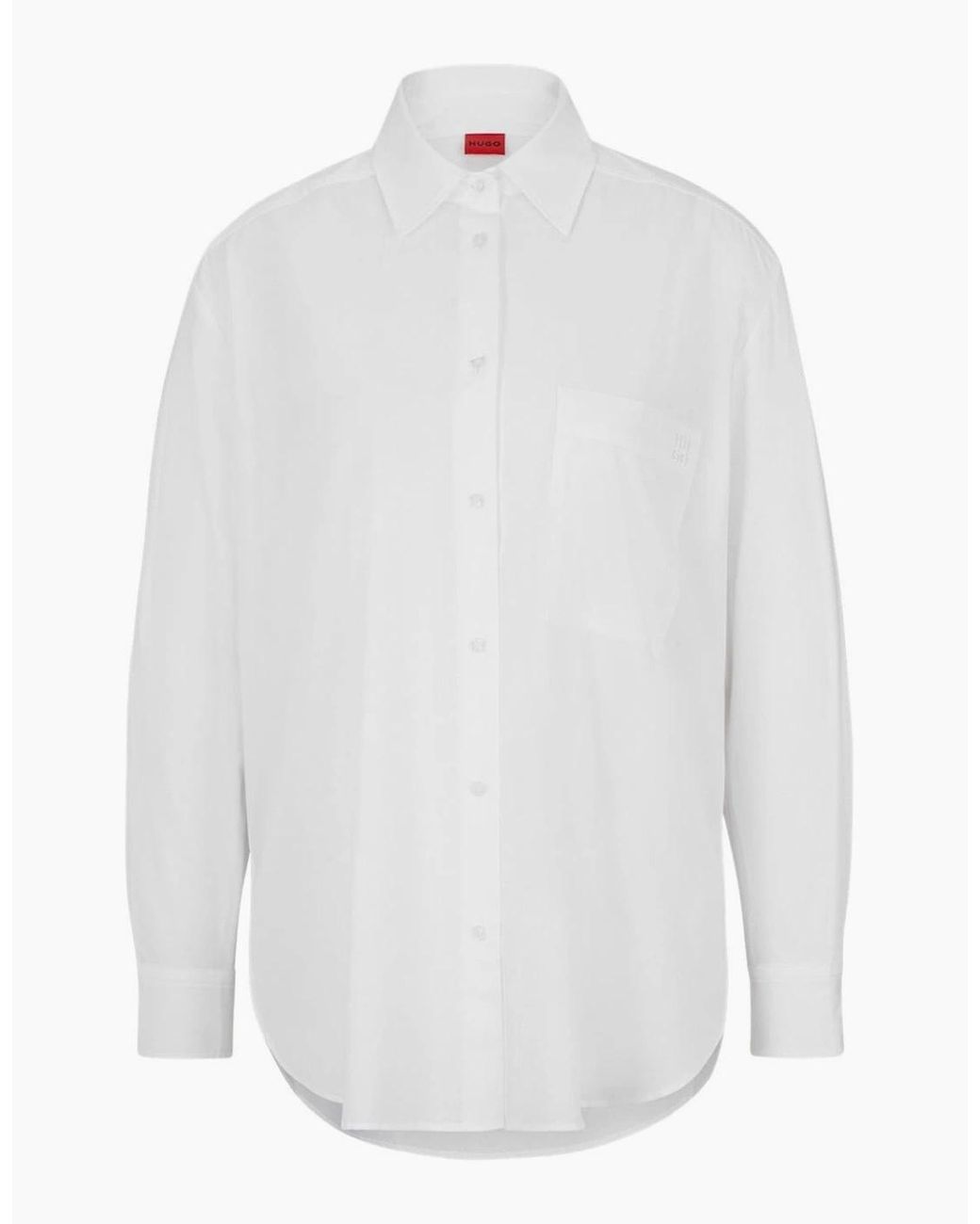 Boss White Oversize Fit Long Sleeve Shirt