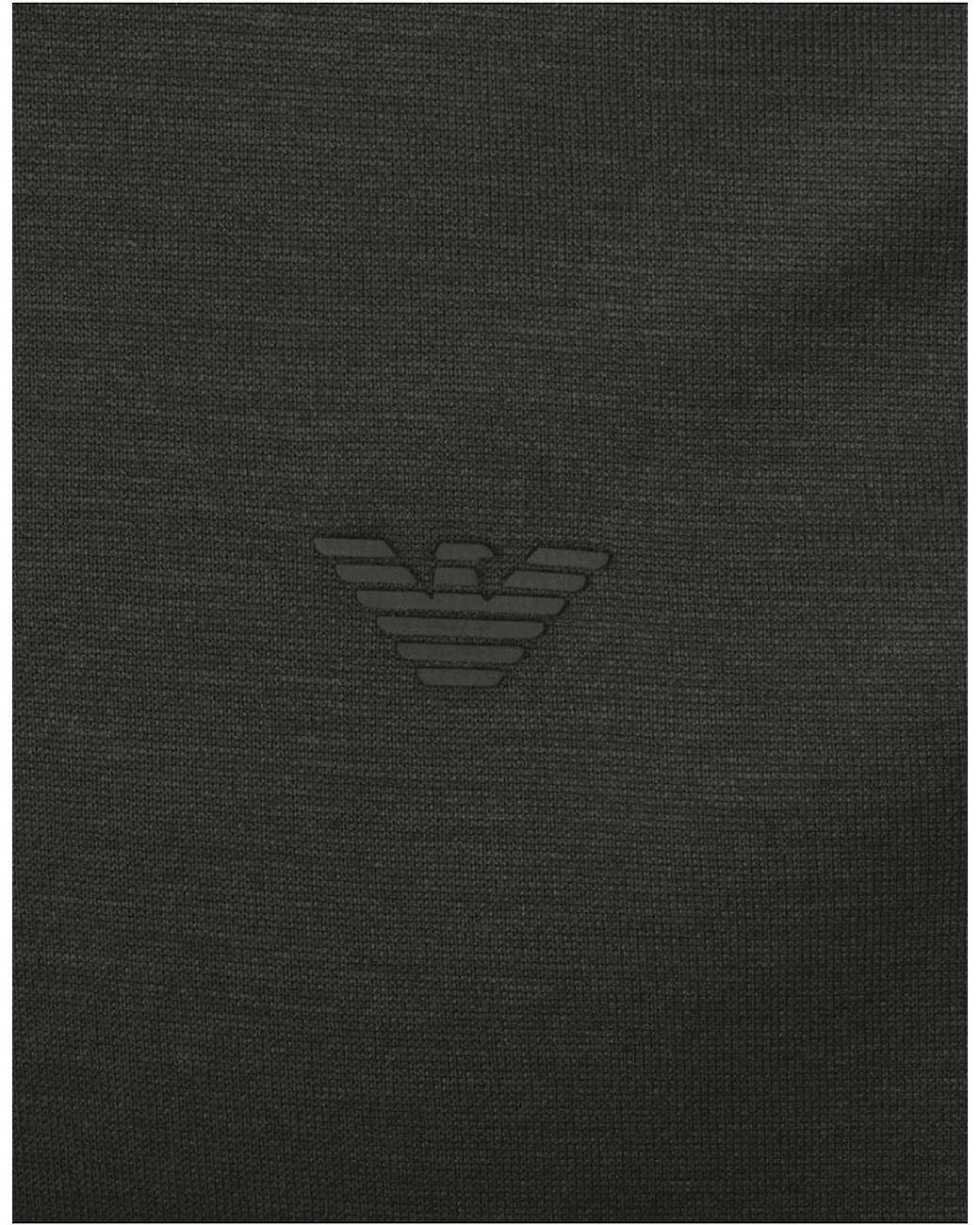 Emporio Armani Black Cotton Long Sleeve Polo Shirt for men