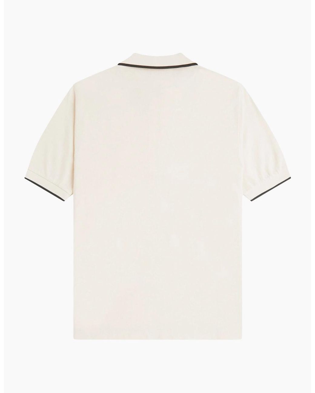 Fred Perry White Crepe Pique Zip Neck Polo Shirt for men