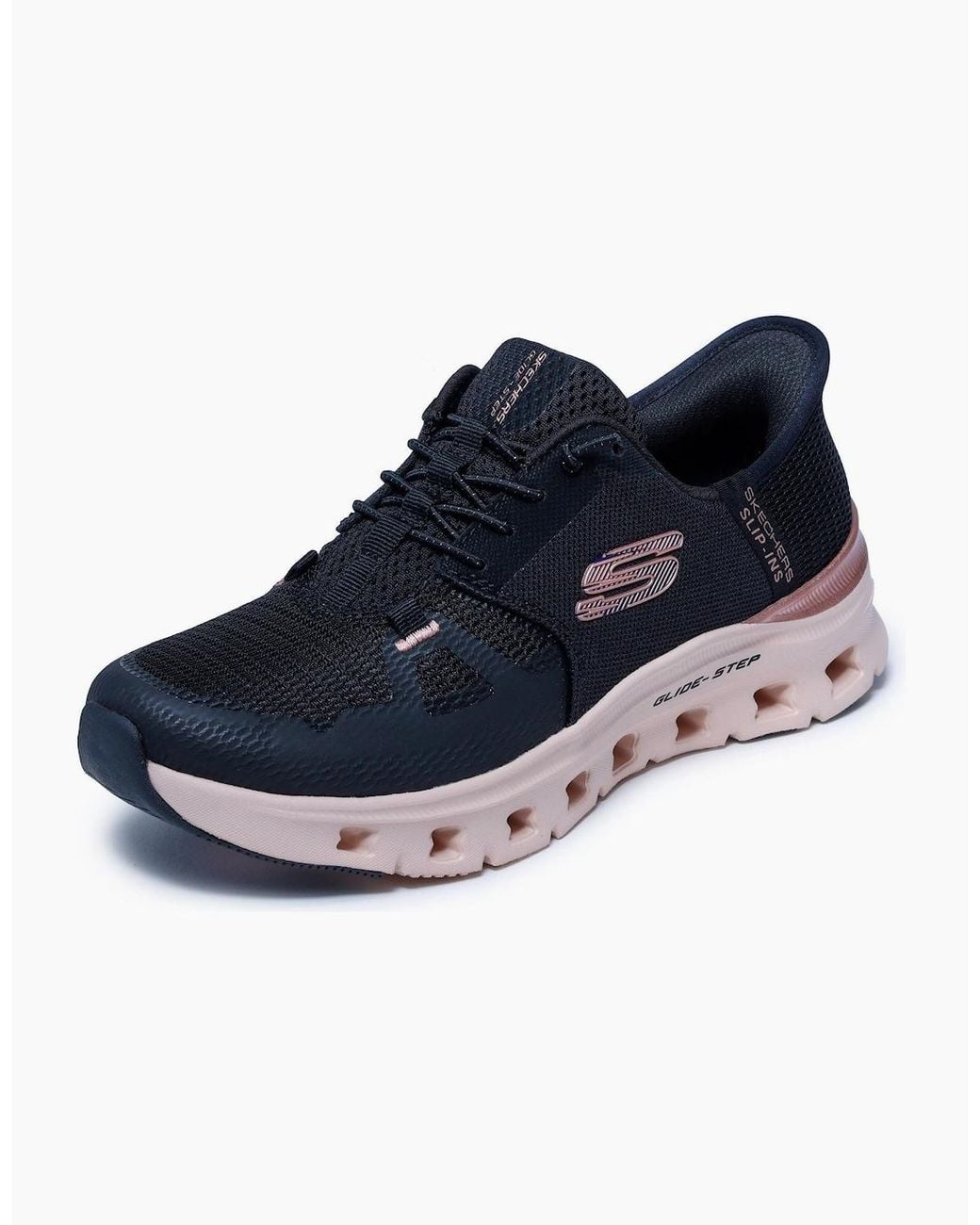 Skechers Black Glide-Step Pro Radiant Stride Mesh/Rose Trim Trainers