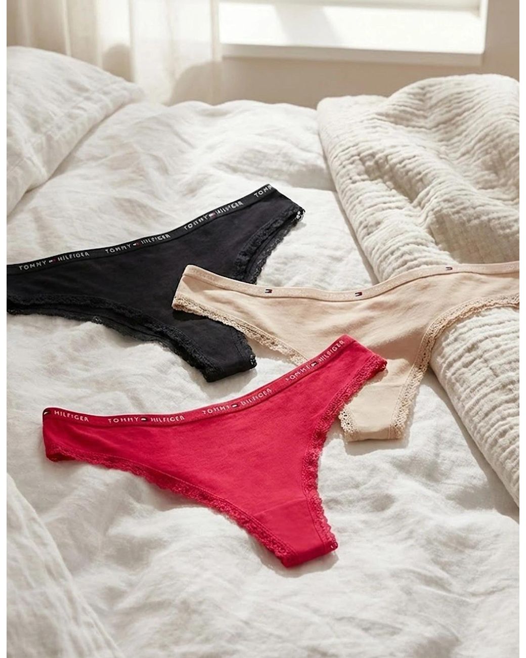 Tommy Hilfiger Pink 3 Pack Lace Thong Multicoloured