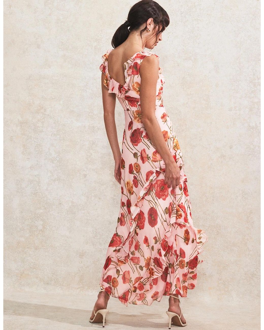 Ro&zo Pink Rosie Poppy-Print Ruffle-Detail Dress