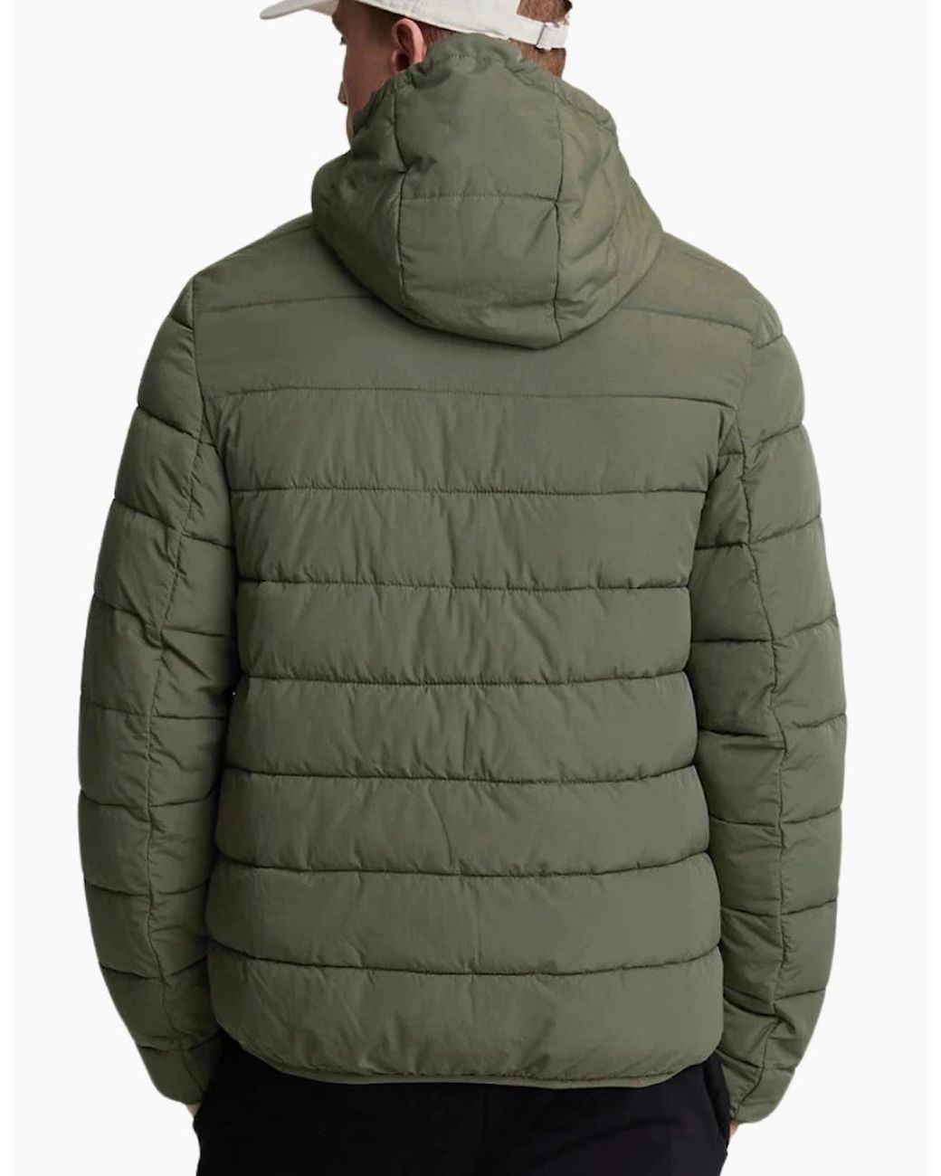 Lyle & Scott Green Lyle & Scott Branded Logo Hooded Puffer Jacket for men