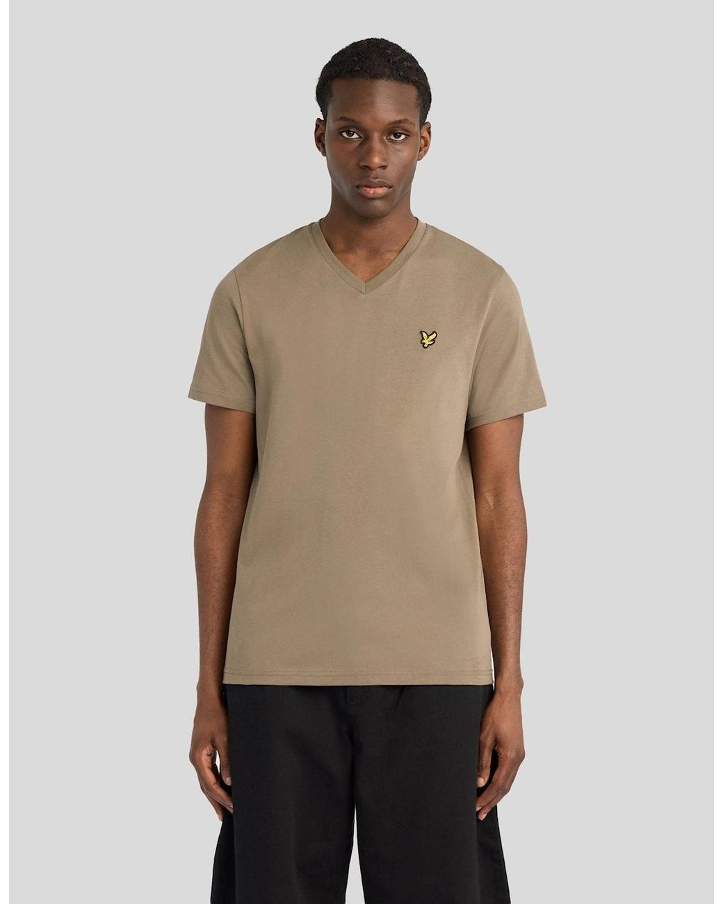 Lyle & Scott Natural Cotton V-Neck T-Shirt for men