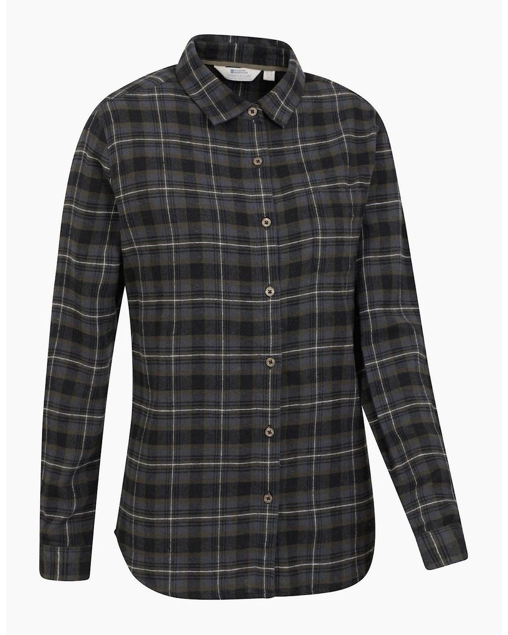 Mountain Warehouse Black Ladies Balsam Brushed Flannel Longline Shirt