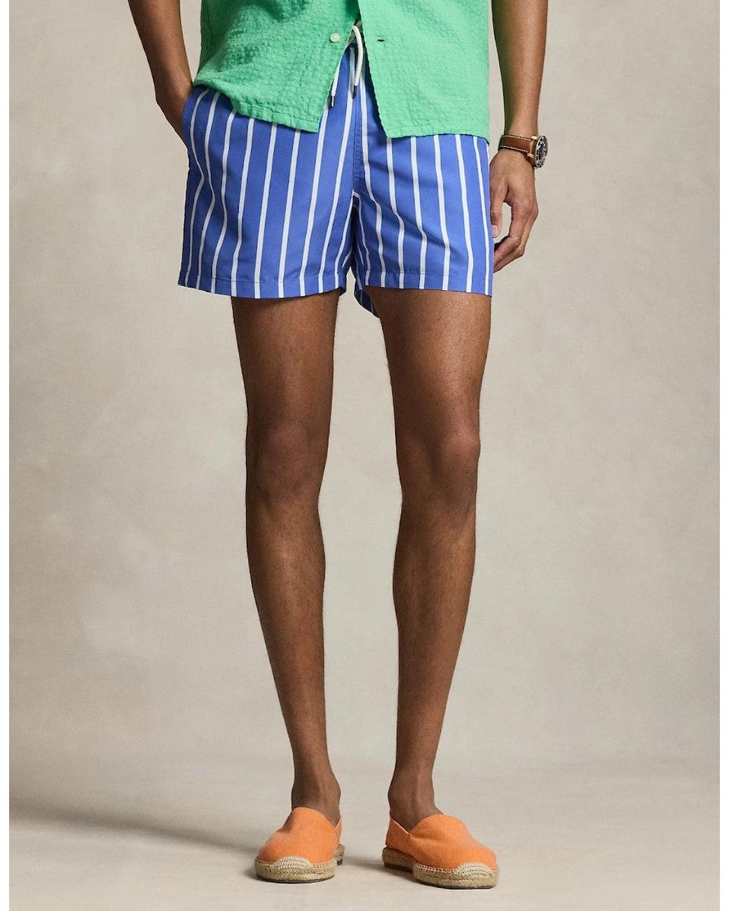 Polo Ralph Lauren Blue Wide Stripe Swim Shorts 002 for men