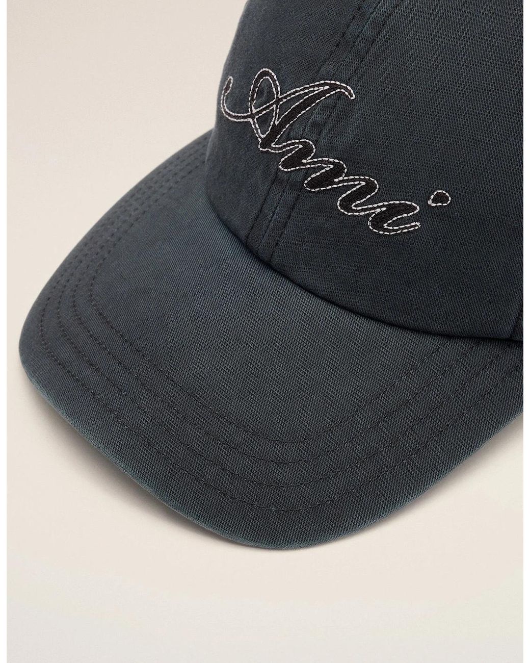 AMI Blue Ami Embroidery Cap Washed for men