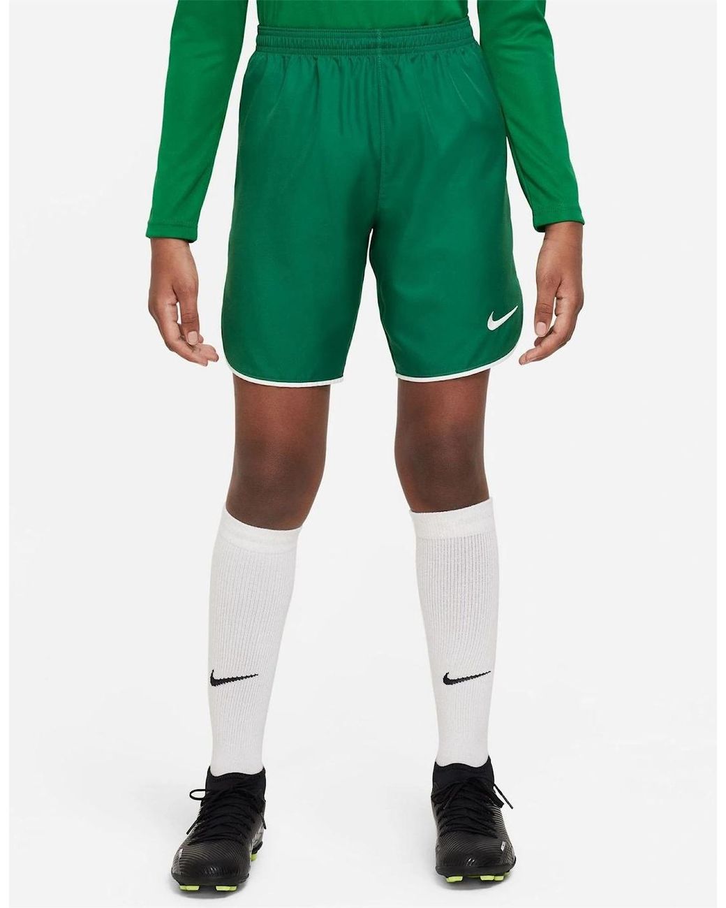 Nike Green Laser V Athletic Shorts With Notch Hem