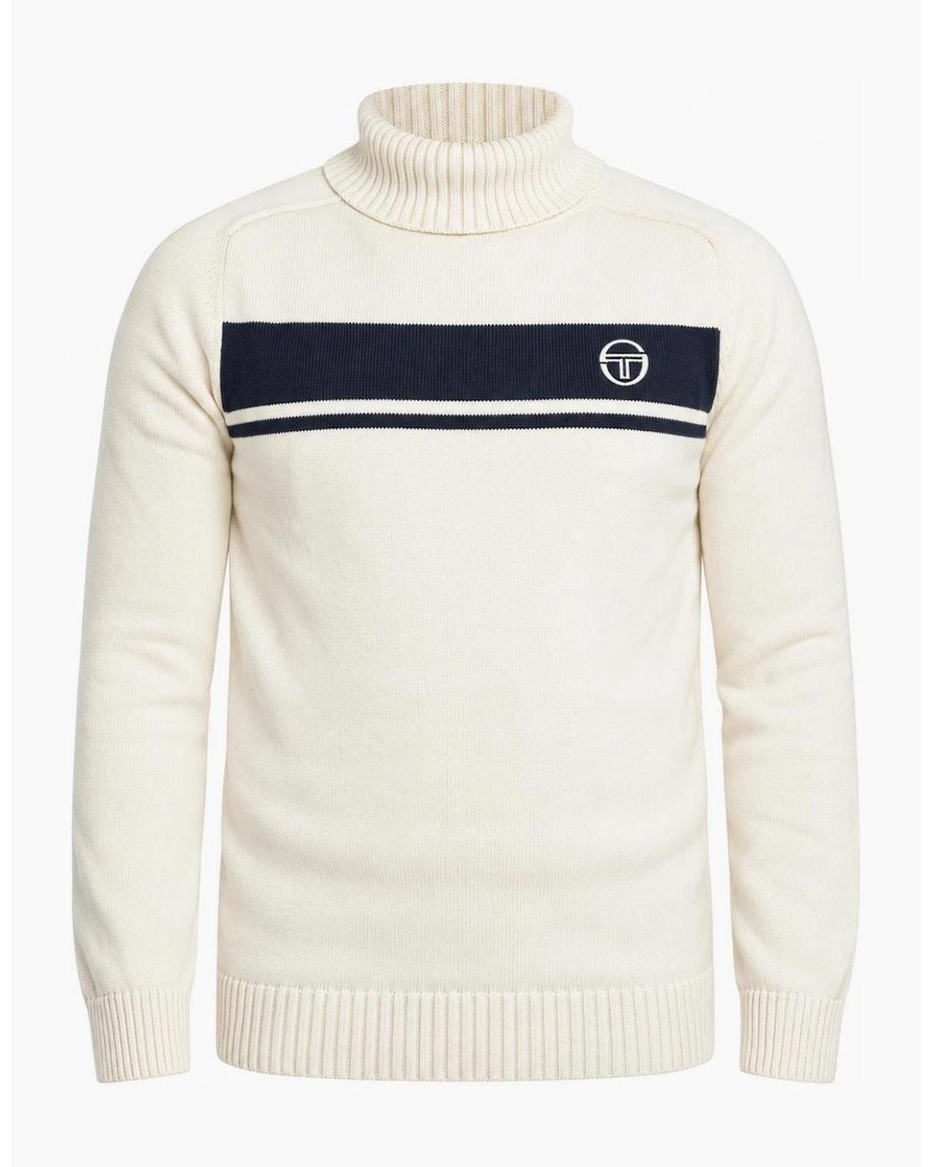 Sergio Tacchini White Damarindo Knitted Turtle Neck Jumper Maritime/Gardenia for men