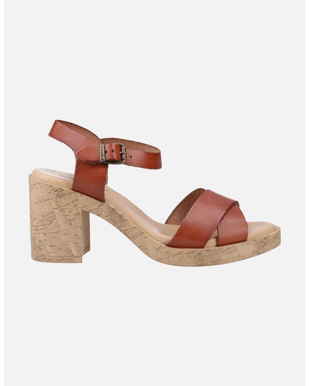 Hush Puppies Pink Georgia Cork Leather Tan Sandals
