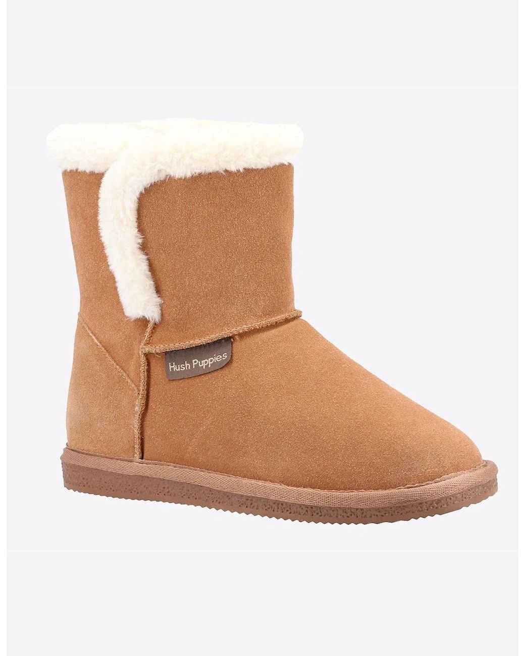 Hush Puppies Brown Ashleigh Memory Foam Slipper Boots Tan