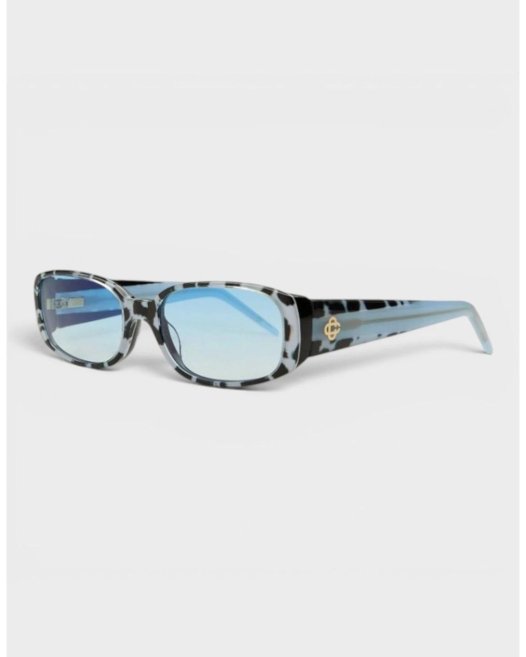 Casablanca Blue Oval Stripe Acetate Sunglasses Leopard