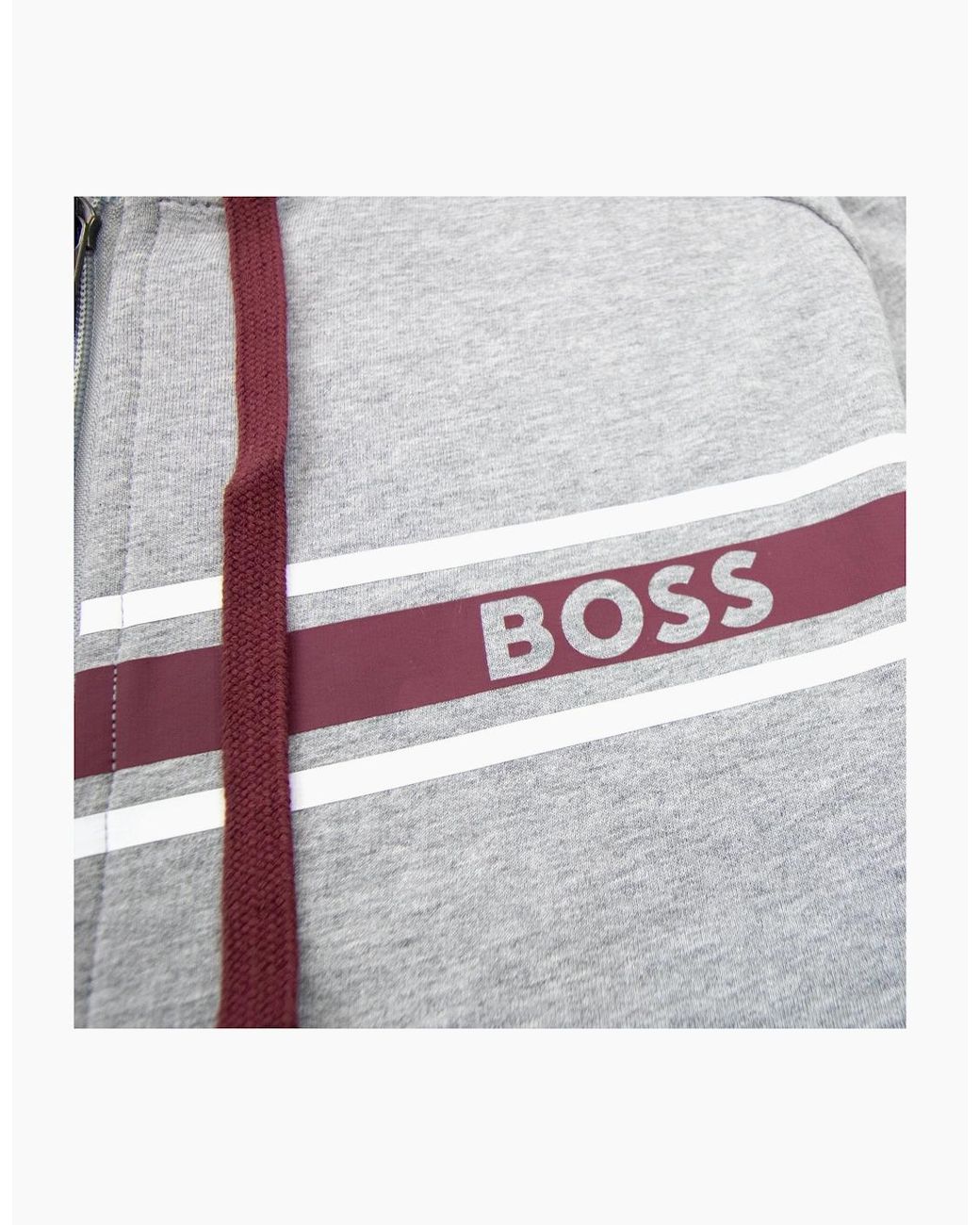 Boss Gray Authentic Stripe Logo Zip Up Hoody 033 for men