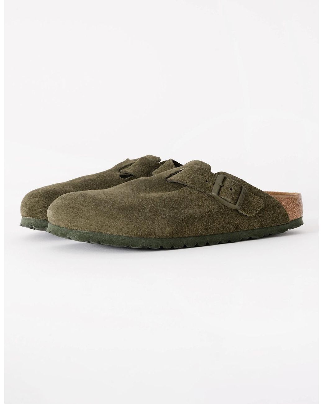 Birkenstock Boston Green Suede Leather Clogs