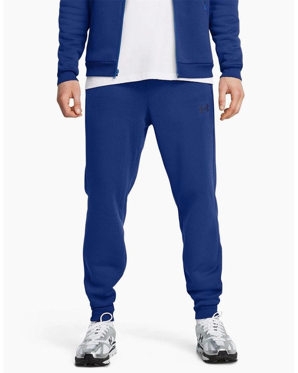 Under Armour Blue Fleece Pro Joggers Solid Patterned for men