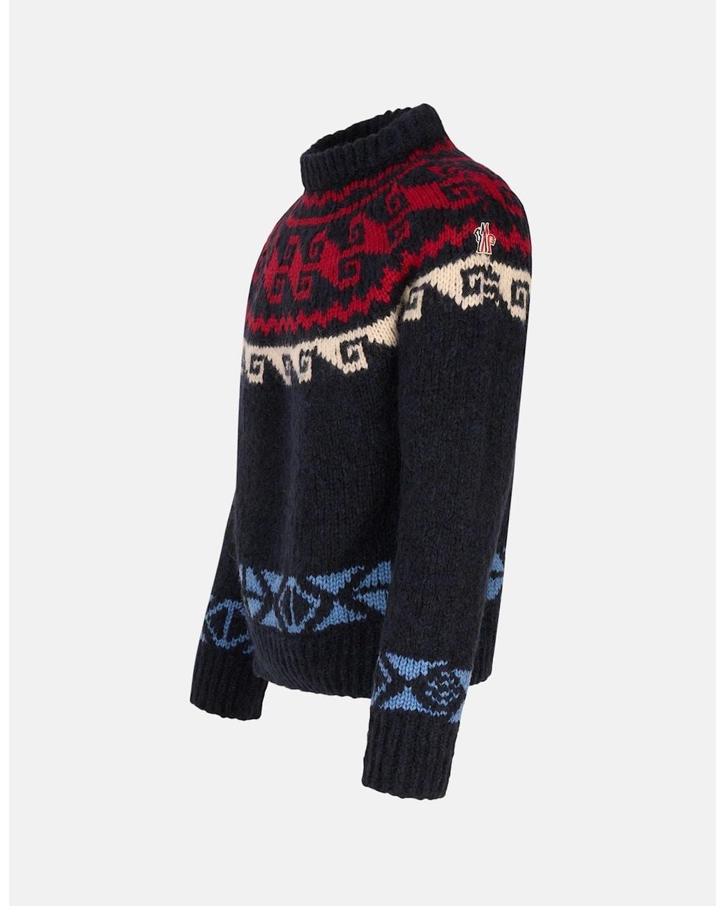 Moncler Blue Woven Winter Sweater for men