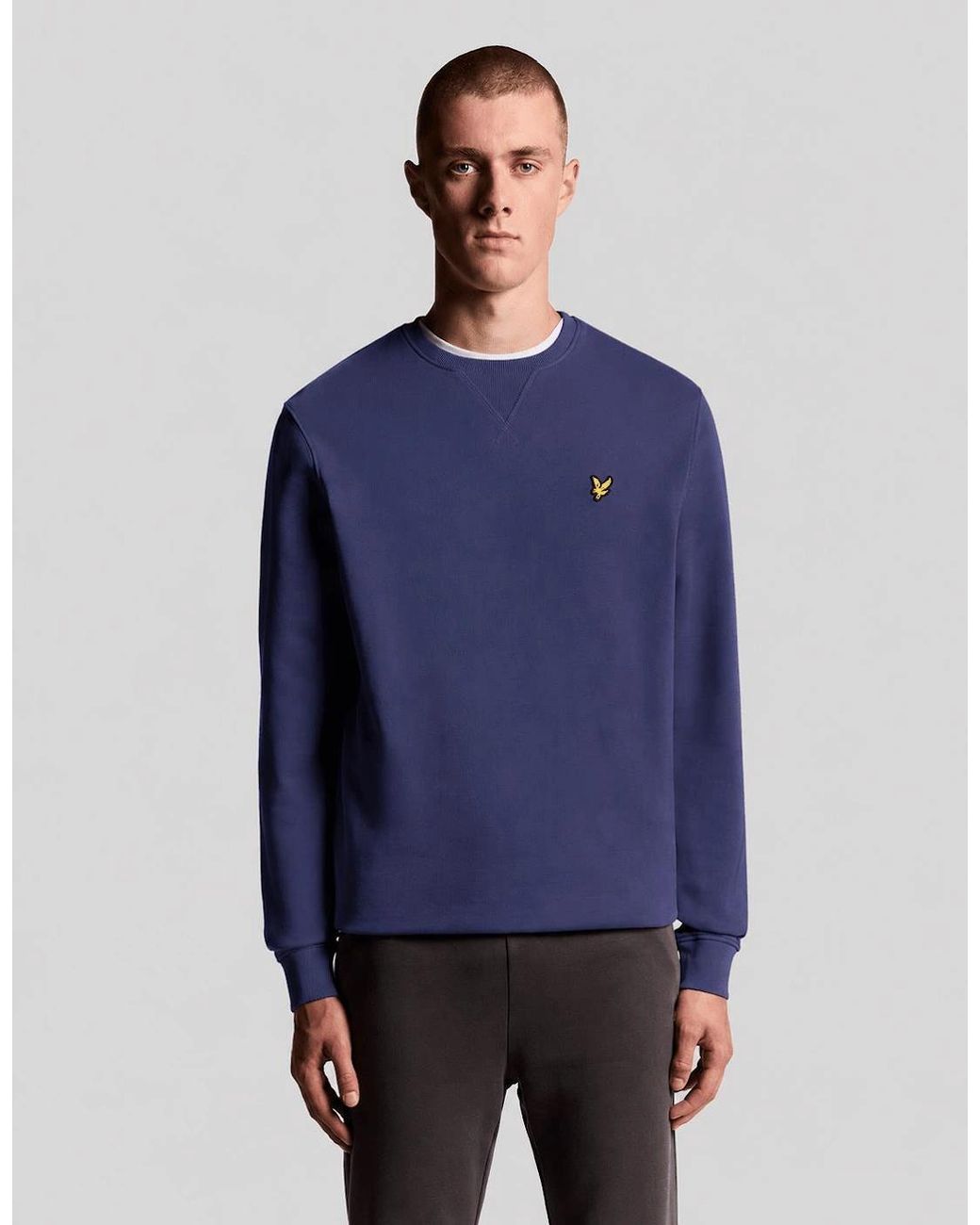 Lyle & Scott Blue Cotton Crew Neck Sweatshirt for men