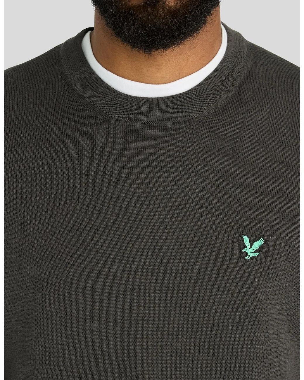 Lyle & Scott Gray Eagle Cotton Blend Crew Neck Sweatshirt for men