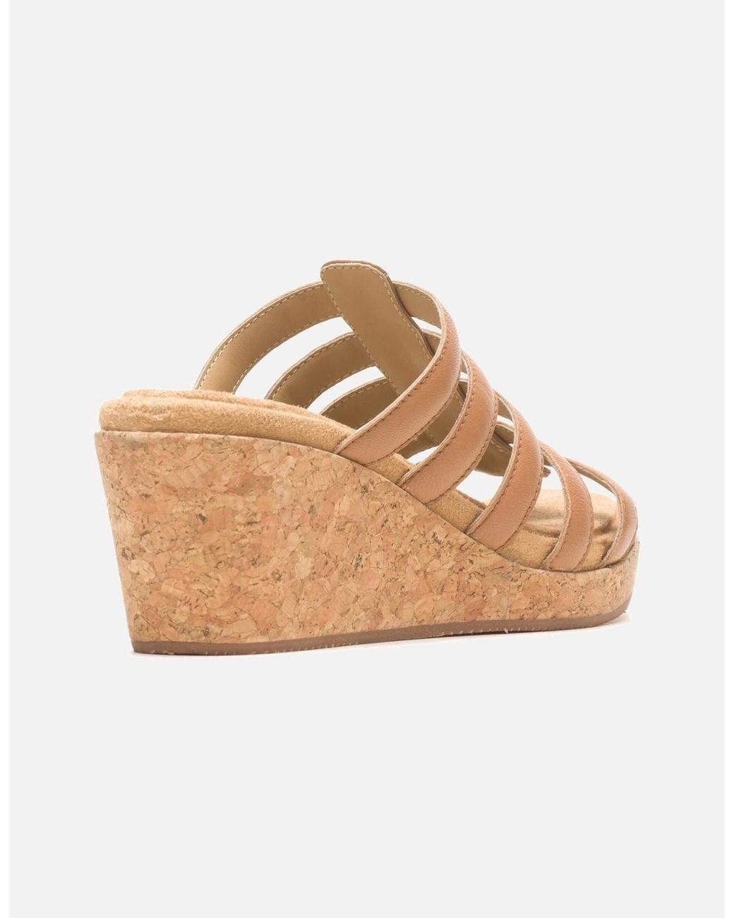 Hush Puppies Brown Willow Slide Leather Tan Wedges