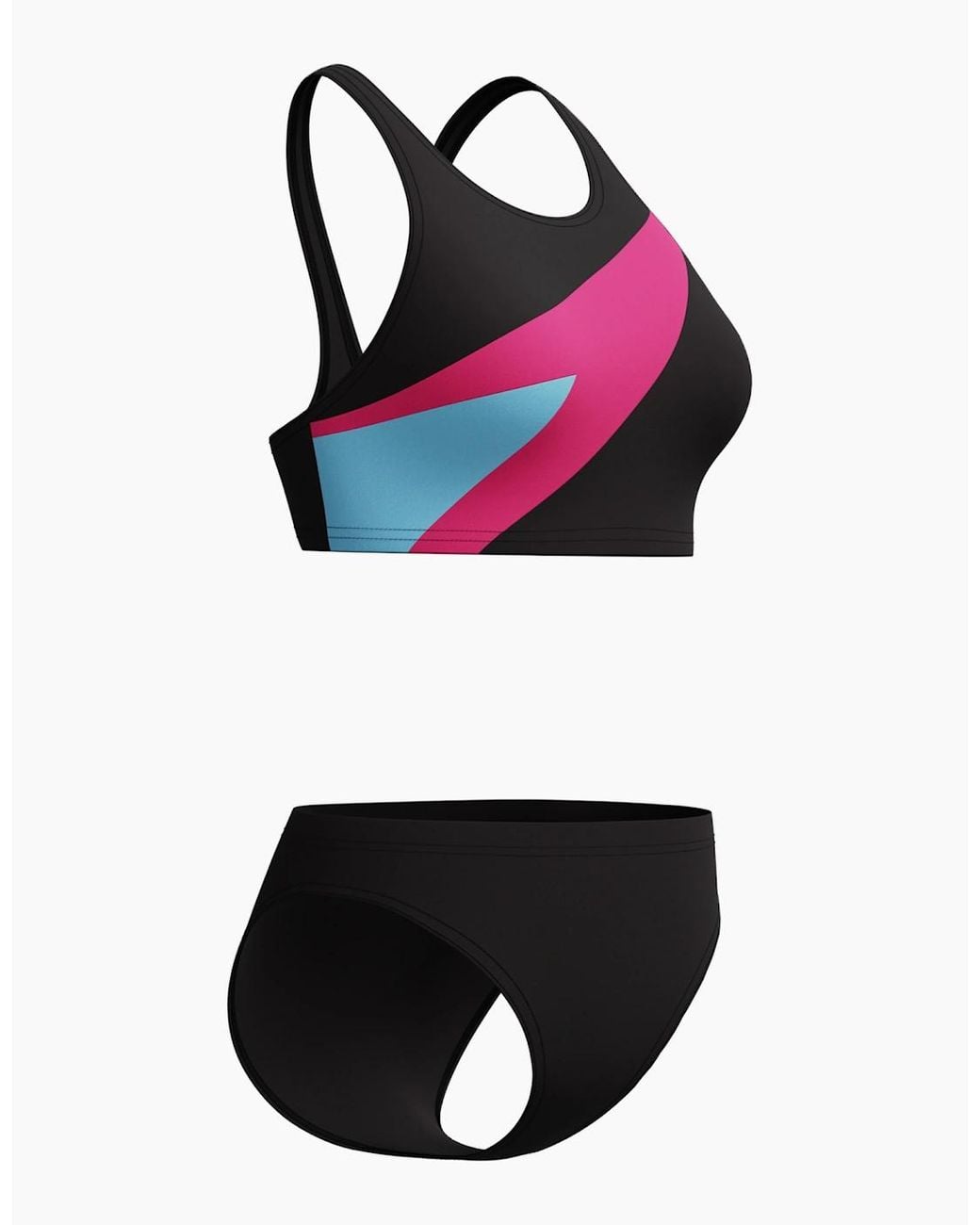 Speedo Black Ladies Hyperboom Colour Block Butterfly Back Two-Piece Swimsuit