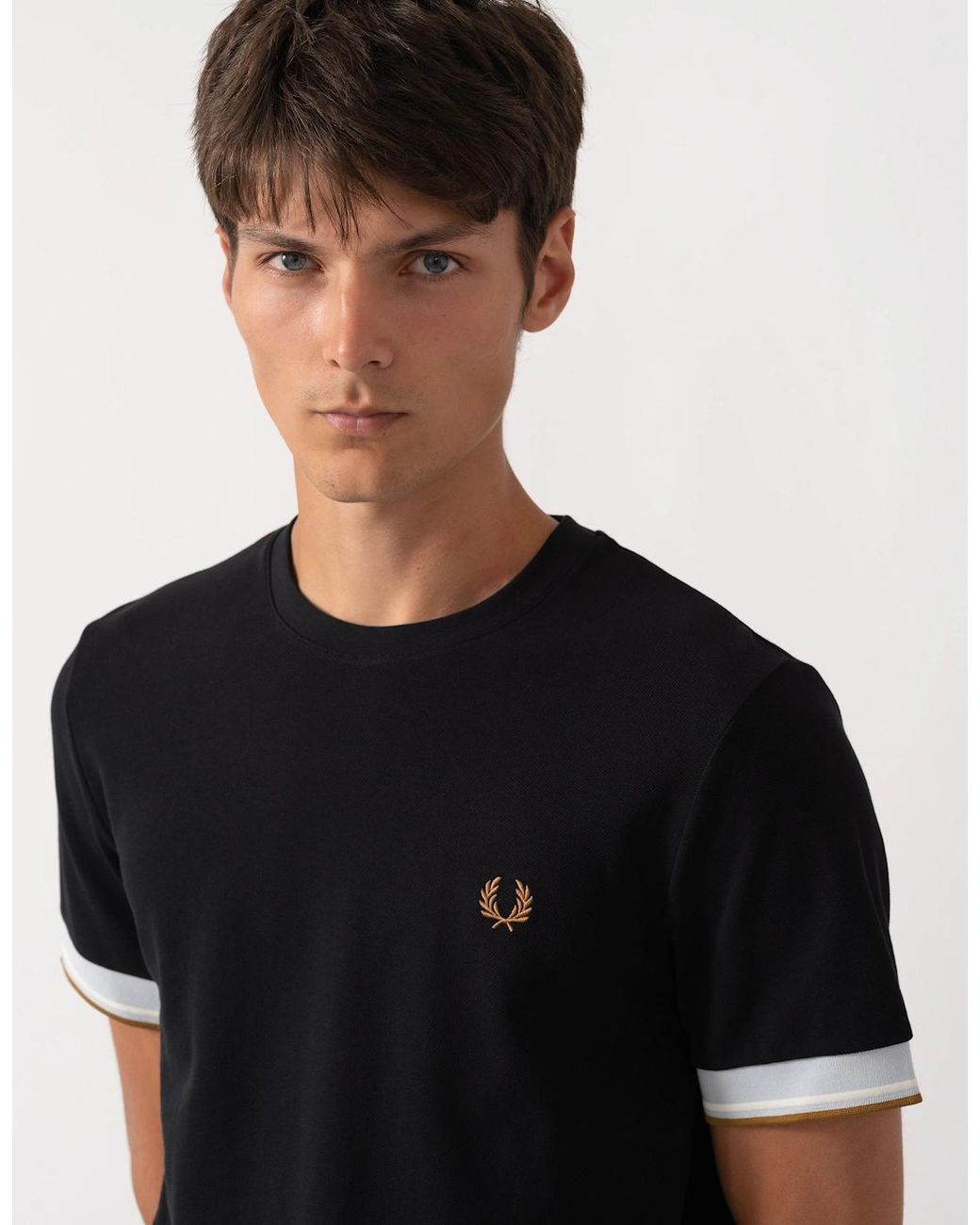 Fred Perry Black Twin Tipped Cuff T-Shirt for men