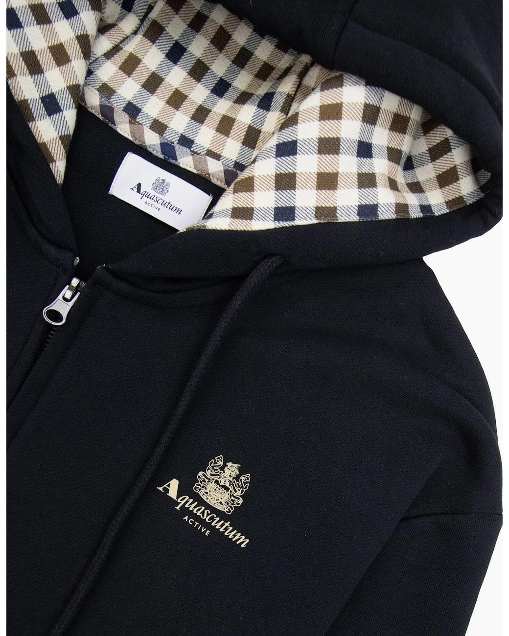Aquascutum Black Small Logo Full Zipped Hoodie 16 for men