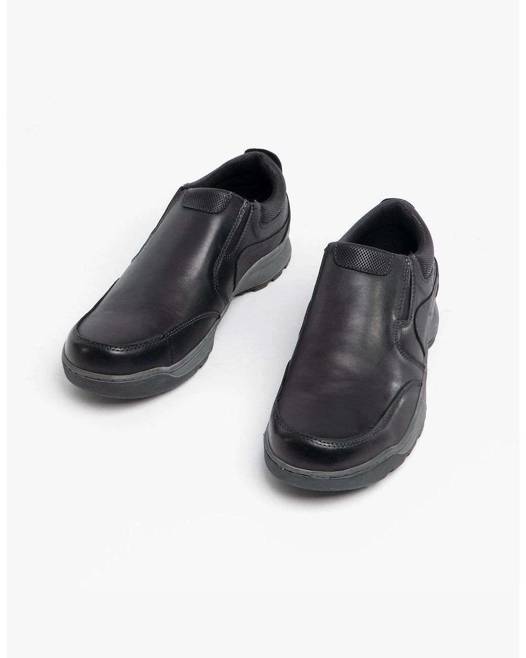 Hush Puppies Black Jasper Leather Slip On Shoes for men
