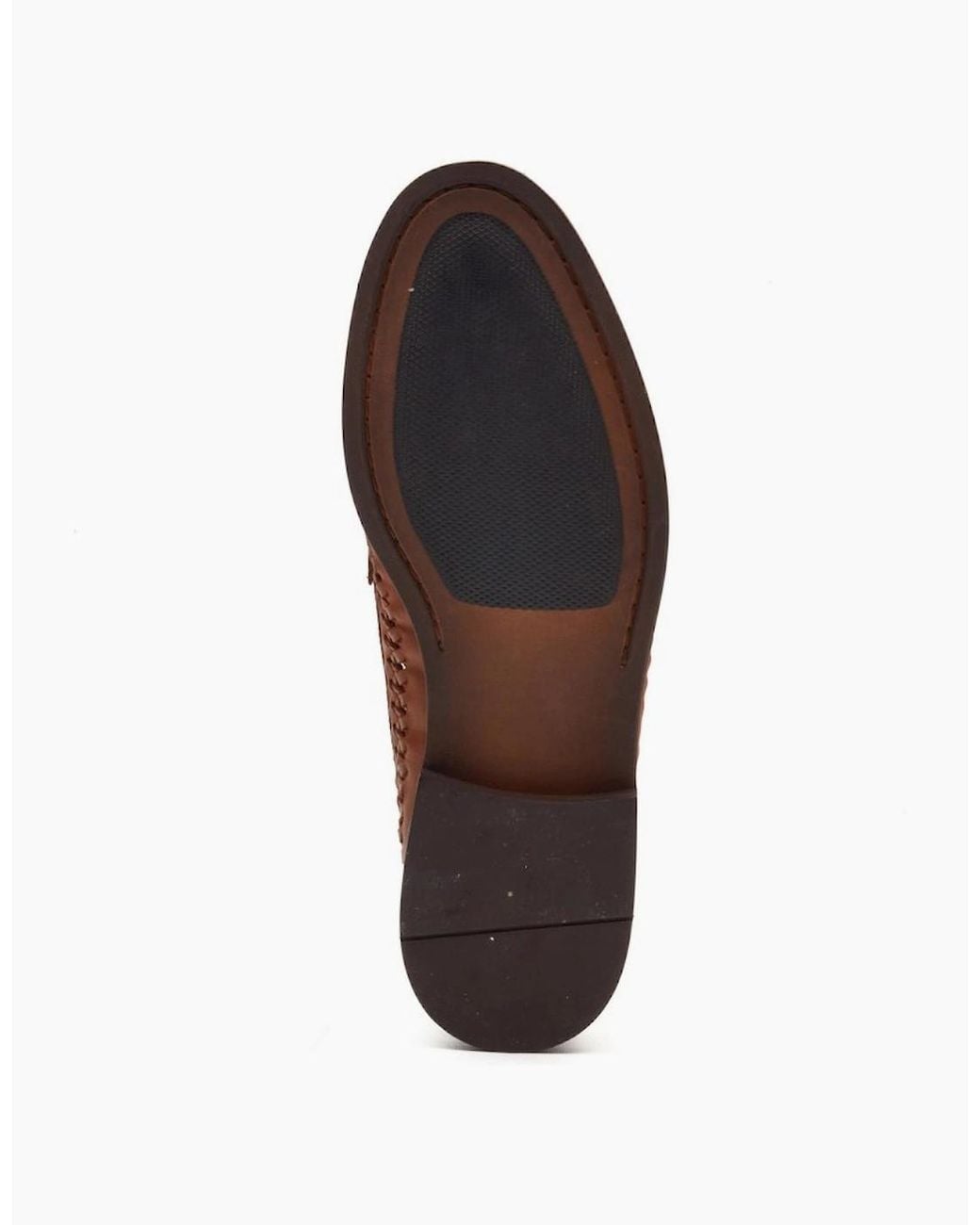 Base London Brown Bracken Leather Weave Loafers for men
