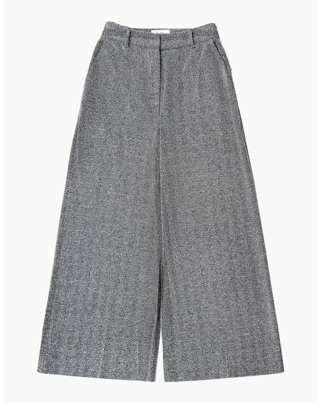 Ro&zo Gray Petite Herringbone Culottes