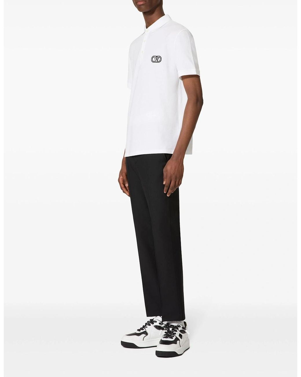 Valentino White Vlogo Signature Patch Polo for men