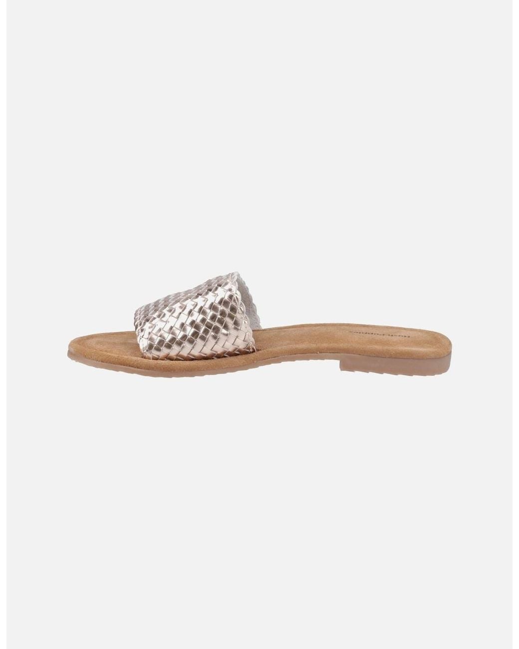 Hush Puppies White Hetty Slide Leather Bronze Sandals