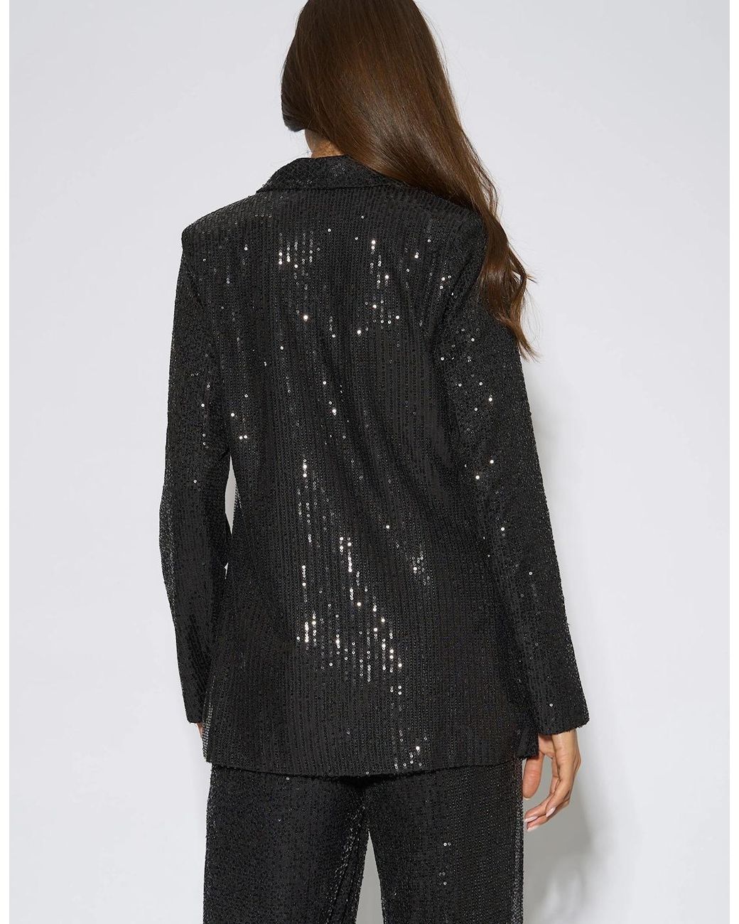 Gini London Black Sequin Edge To Edge Blazer