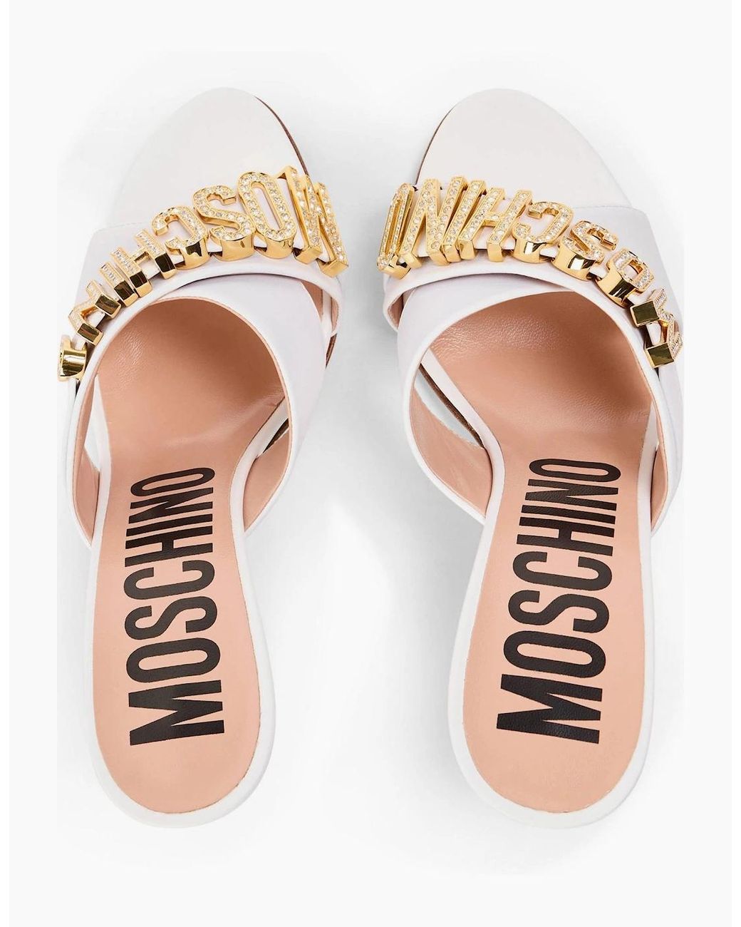 Moschino White Heeled Mules