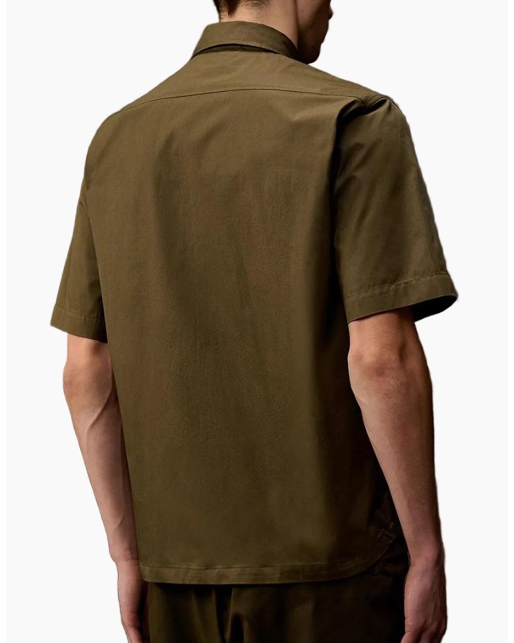 C P Company Green Metropolis Short Sleeve Gabardine Shirt for men