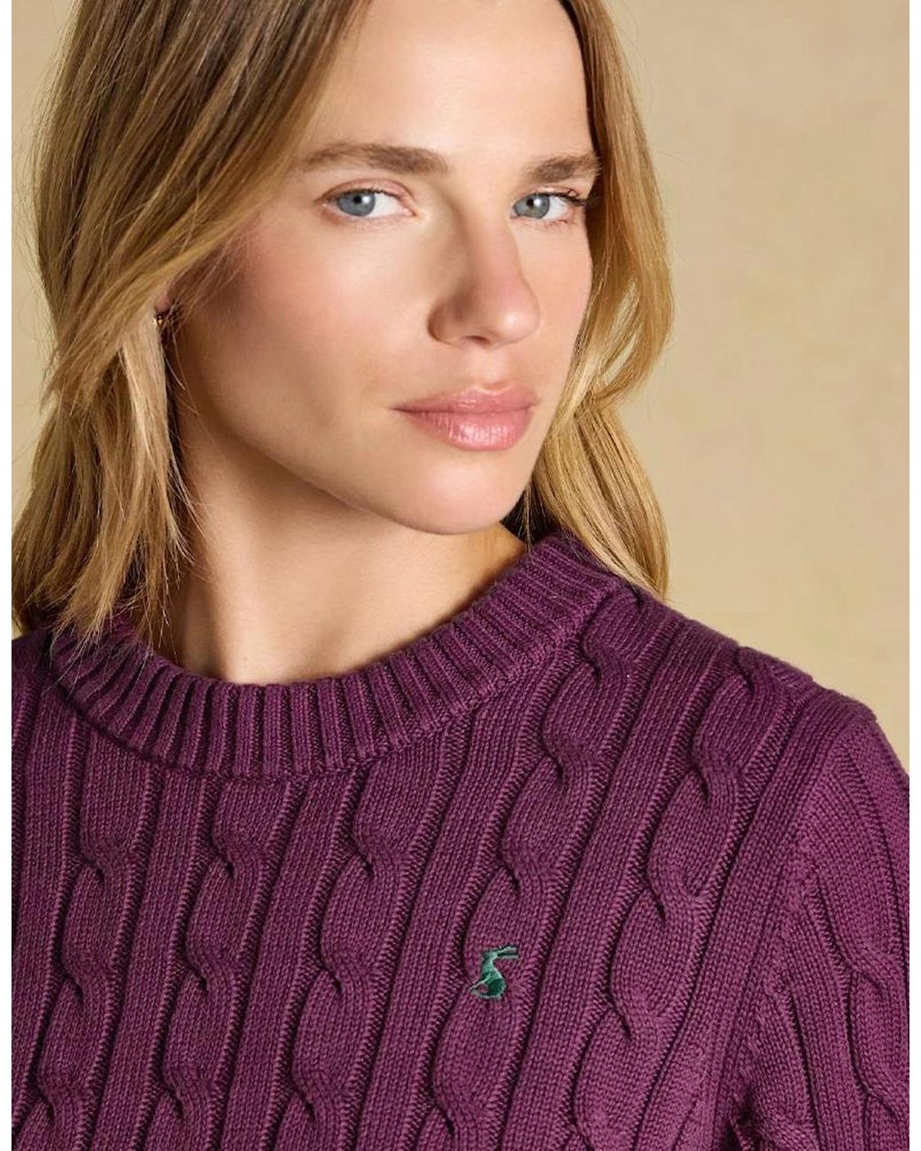 Joules Purple Classic Cable Sweaters Wine