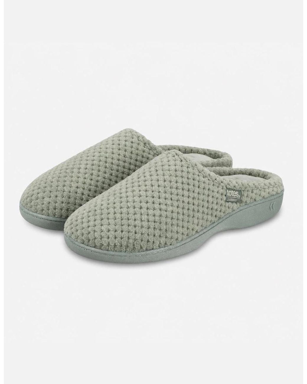 Totes Gray Isotoner Popcorn Terry Mule Slipper Mules Sage