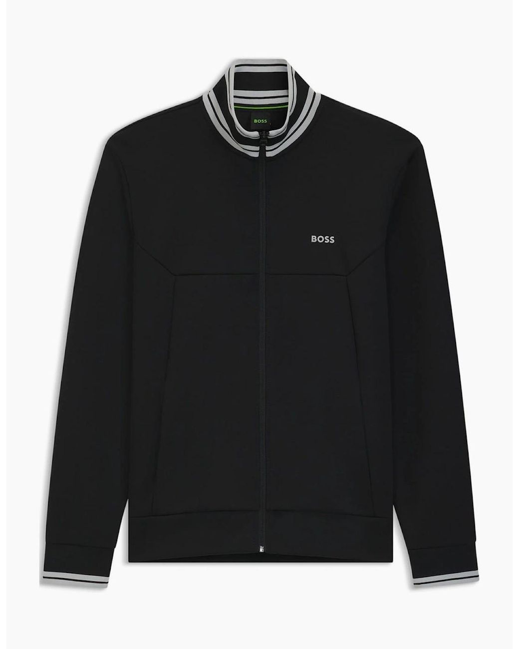 Boss Black Zipped Pocket Ribbed Cuff Full Zipper Track Jacket for men