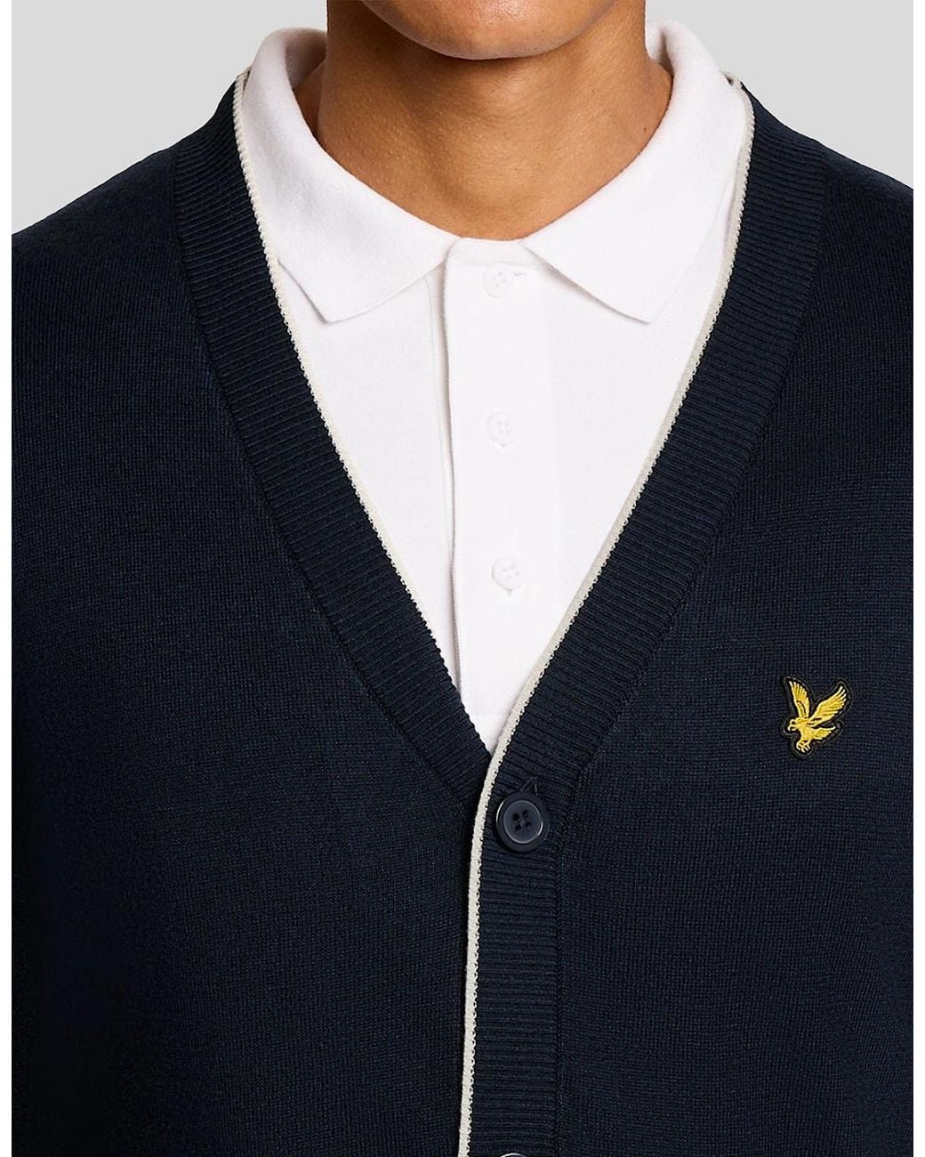 Lyle & Scott Blue Lightweight Knitted Cardigan for men