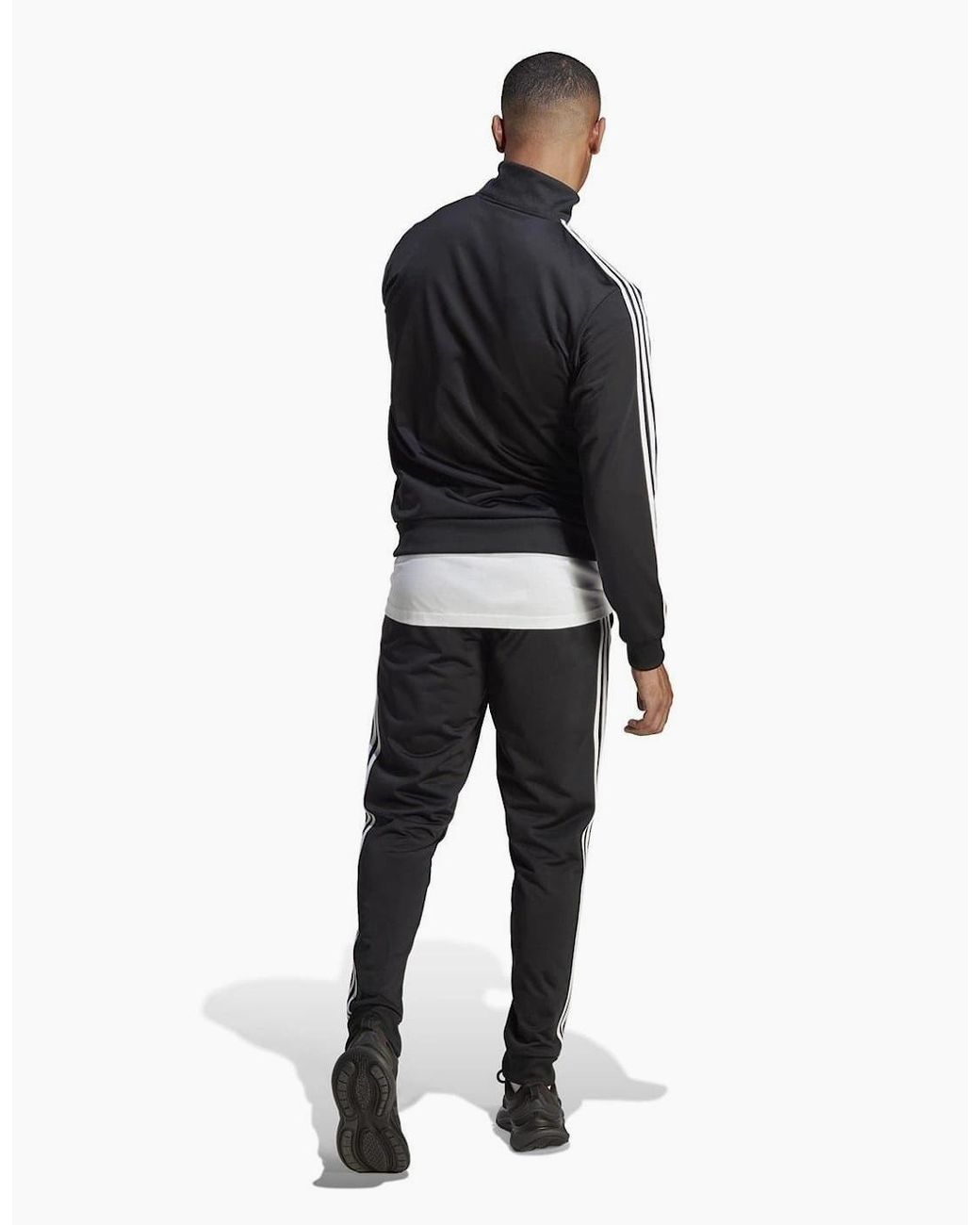 Adidas Black Basic 3 Stripes Tricot Tracksuit for men