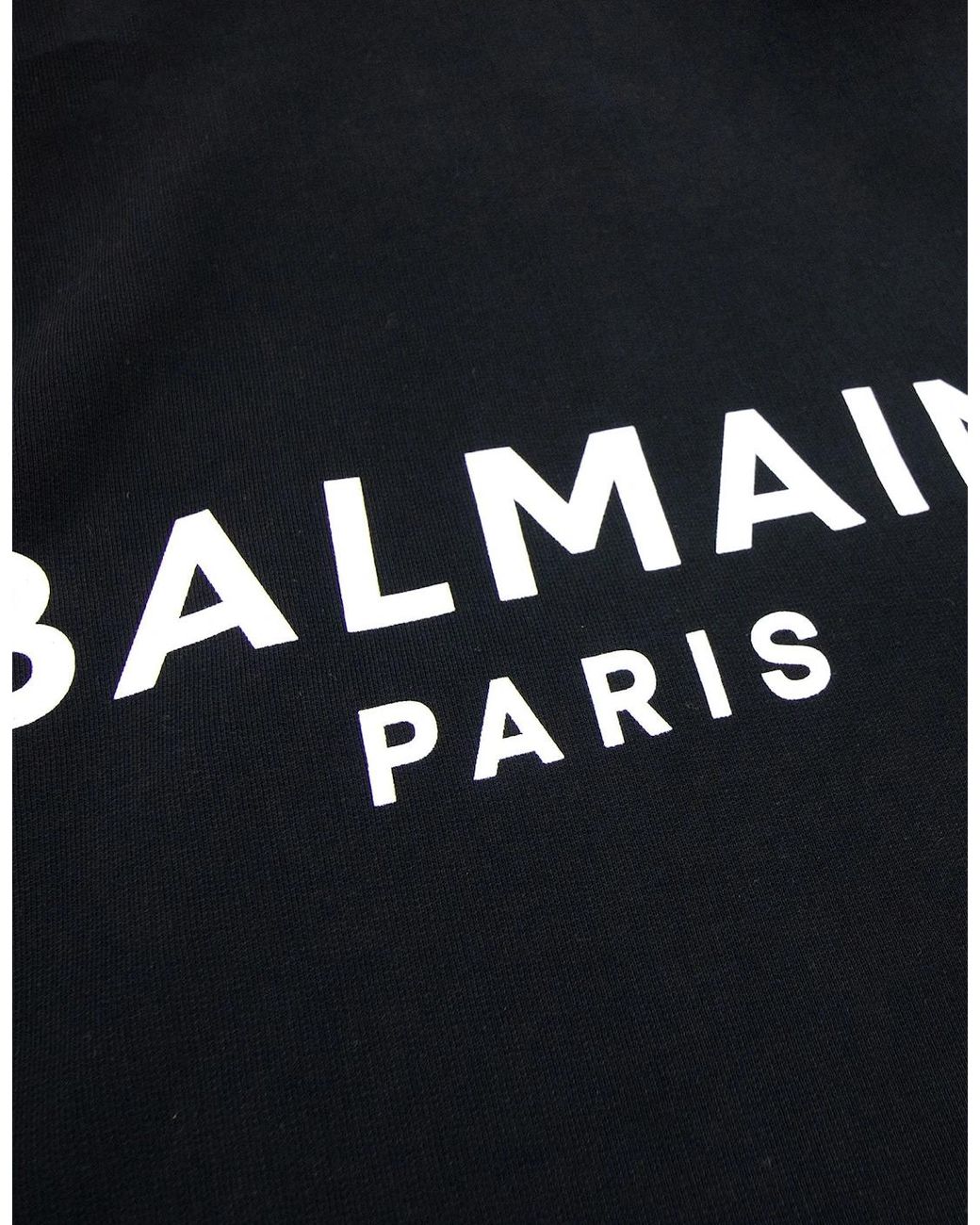 Balmain Black Logo Print Drawstring Hoodie Eab for men
