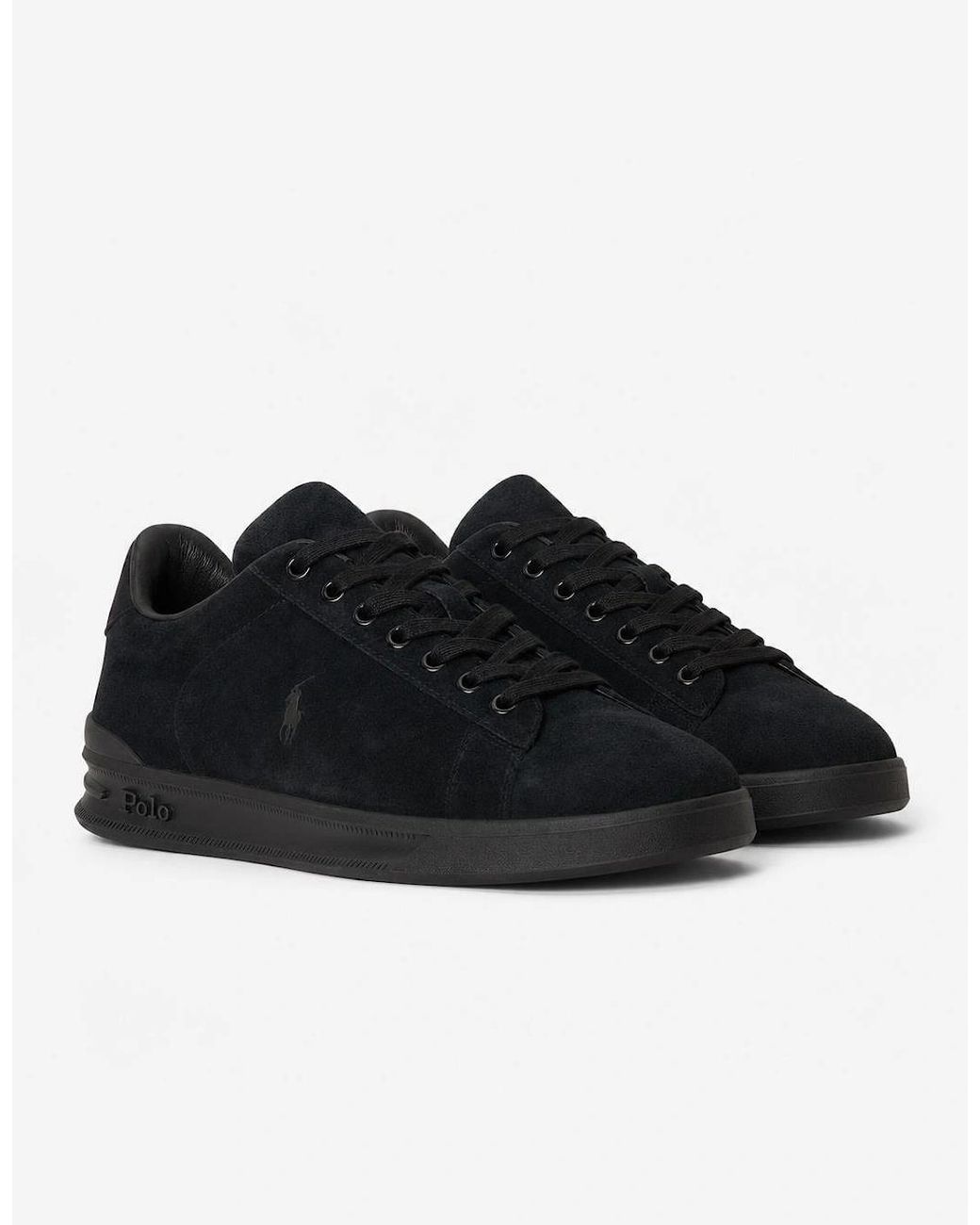 Polo Ralph Lauren Black Heritage Court Ii Suede Trainers for men